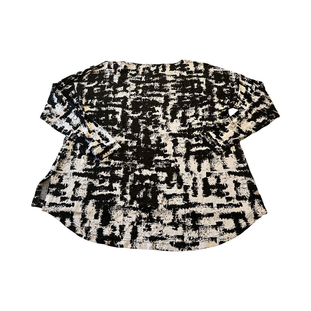Sno Skins Womens Black White Abstract Print Shoulder Button Knit Top Medium - Picture 5 of 5